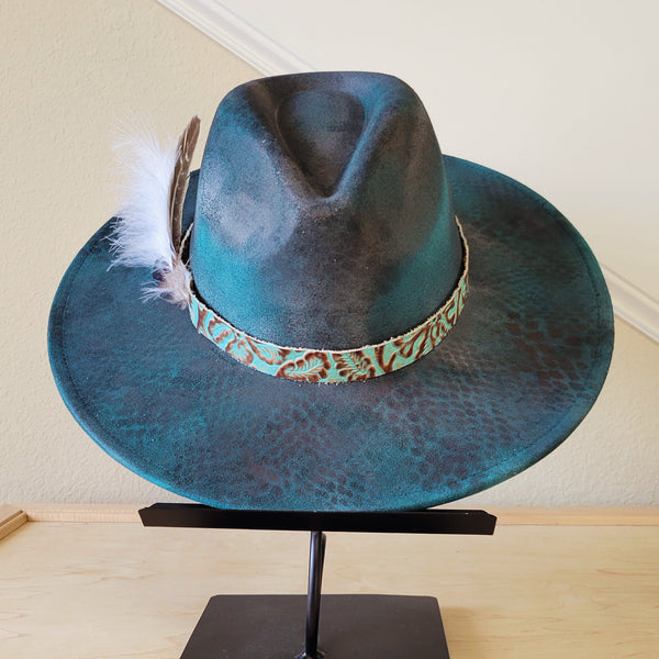 CUSTOM Hand-Painted Cowgirl Western Boho Hat & Band (A46)