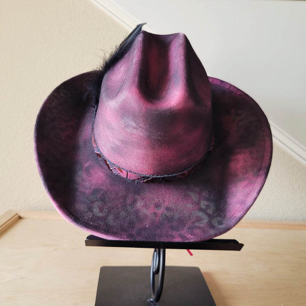 CUSTOM Hand-Painted Cowgirl Western Boho Hat & Band (A14)