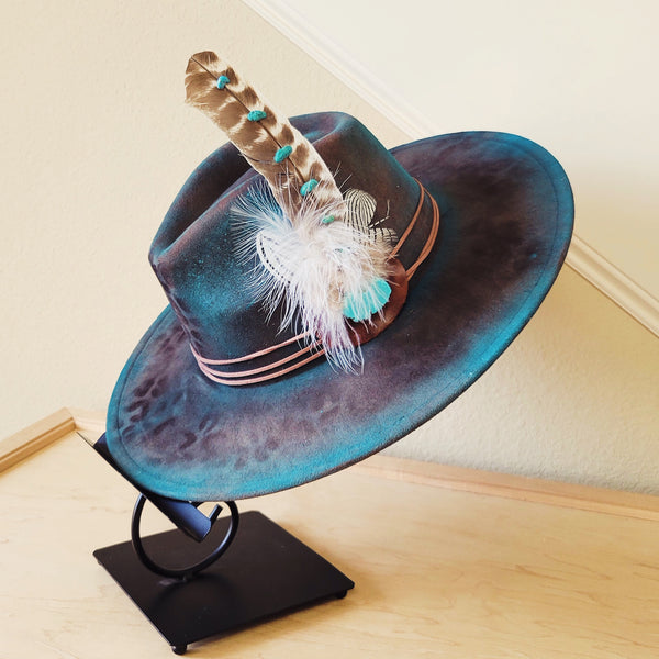 CUSTOM Hand-Painted Cowgirl Western Boho Hat & Band (A44)