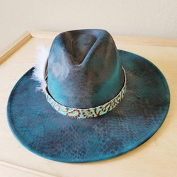 CUSTOM Hand-Painted Cowgirl Western Boho Hat & Band (A46)