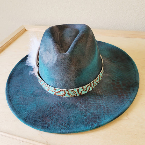 CUSTOM Hand-Painted Cowgirl Western Boho Hat & Band (A46)