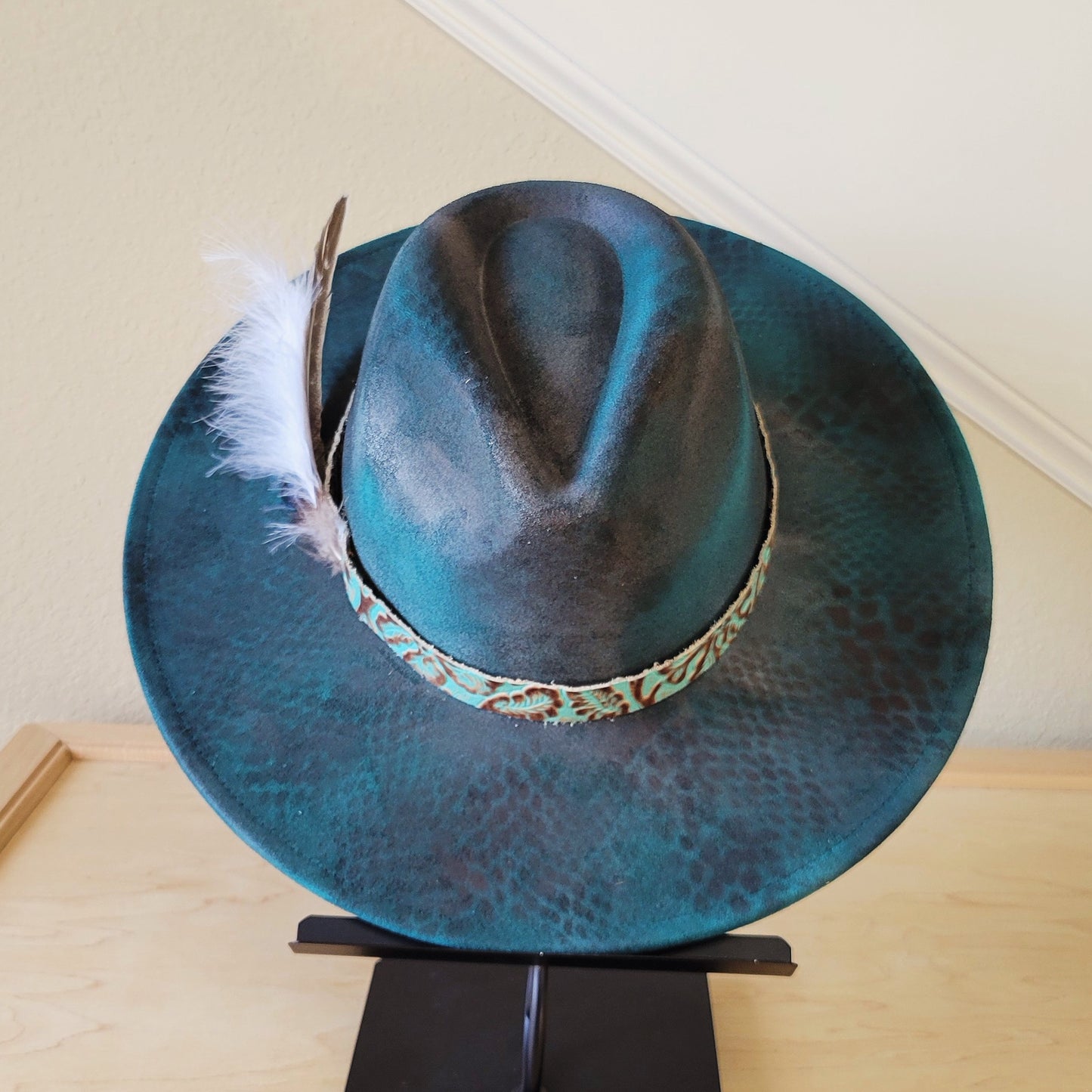 CUSTOM Hand-Painted Cowgirl Western Boho Hat & Band (A46)