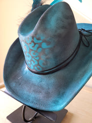 CUSTOM Hand-Painted Cowgirl Western Boho Hat & Band (A22)