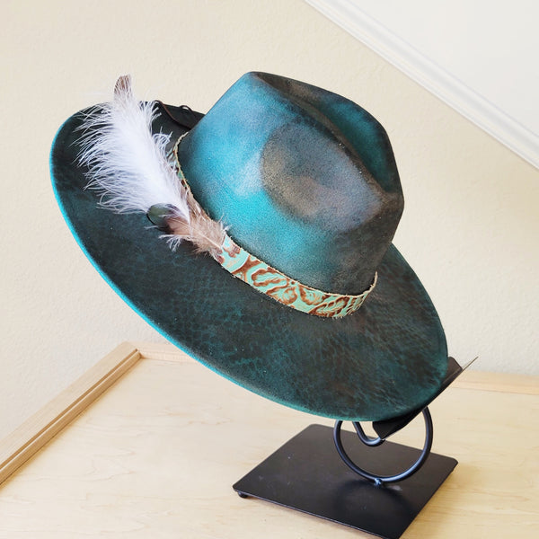 CUSTOM Hand-Painted Cowgirl Western Boho Hat & Band (A46)