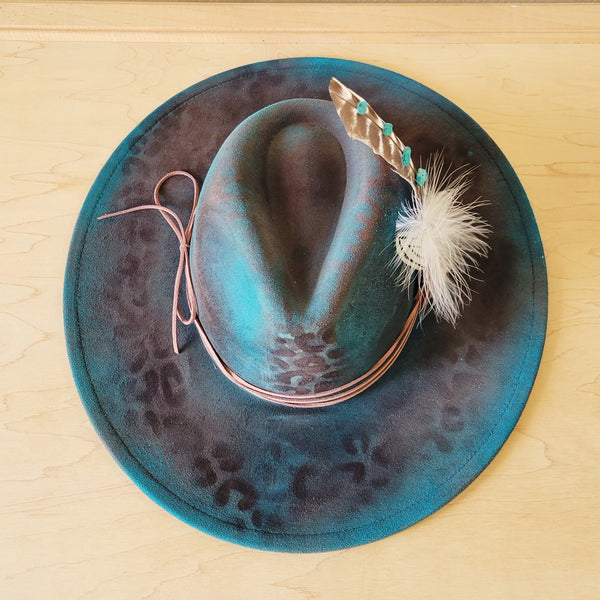 CUSTOM Hand-Painted Cowgirl Western Boho Hat & Band (A44)