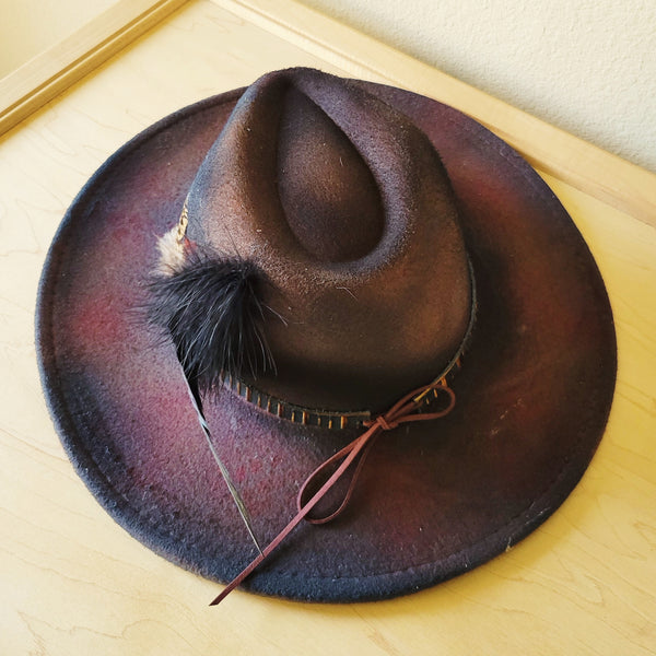 CUSTOM Hand-Painted Cowgirl Western Boho Hat & Band (A24)