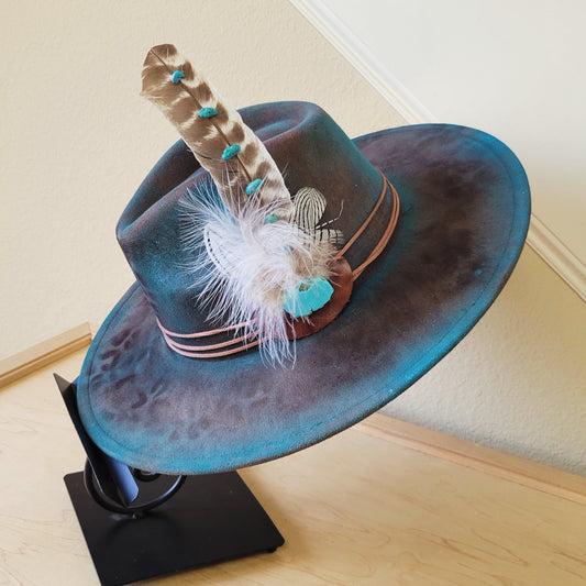 CUSTOM Hand-Painted Cowgirl Western Boho Hat & Band (A44)