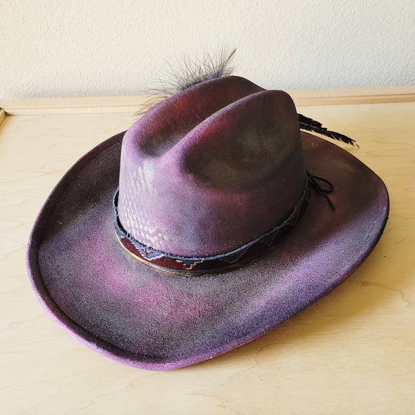 CUSTOM Hand-Painted Cowgirl Western Boho Hat & Band (A15)