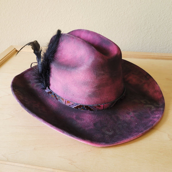 CUSTOM Hand-Painted Cowgirl Western Boho Hat & Band (A14)