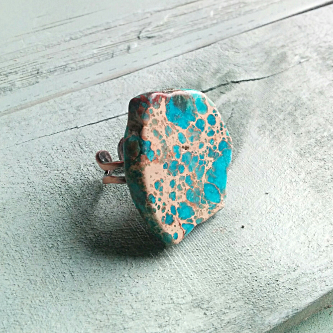 Blue Regalite Chunky Ring 012k - The Jewelry Junkie