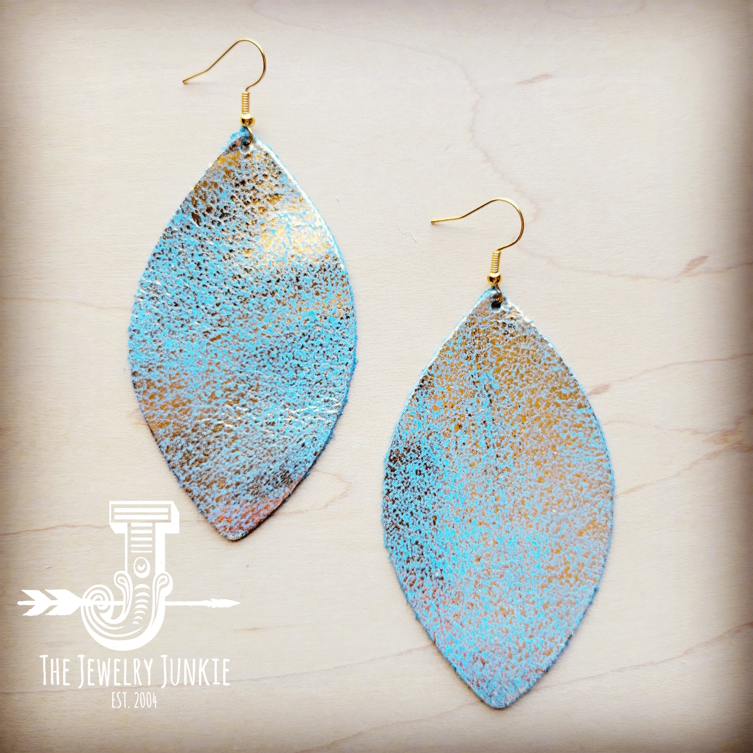 **Leather Oval Earring-Heavy Metal Turquoise 209s – The Jewelry Junkie