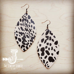 **Leather Oval Earring-Cheetah Suede 209y