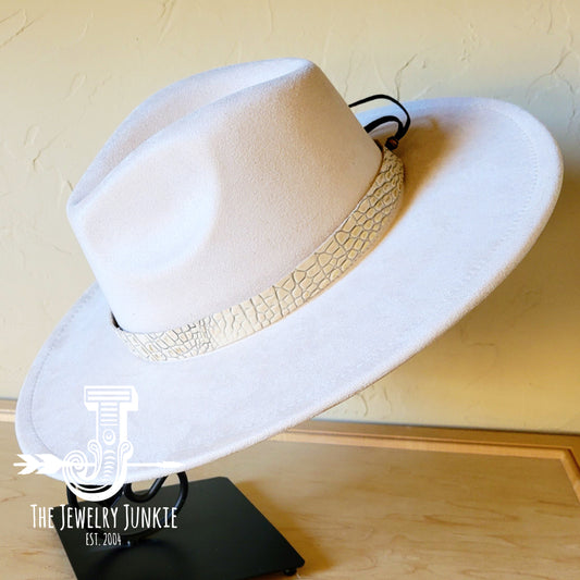 White and Gold Gator Embossed Leather Hat Band