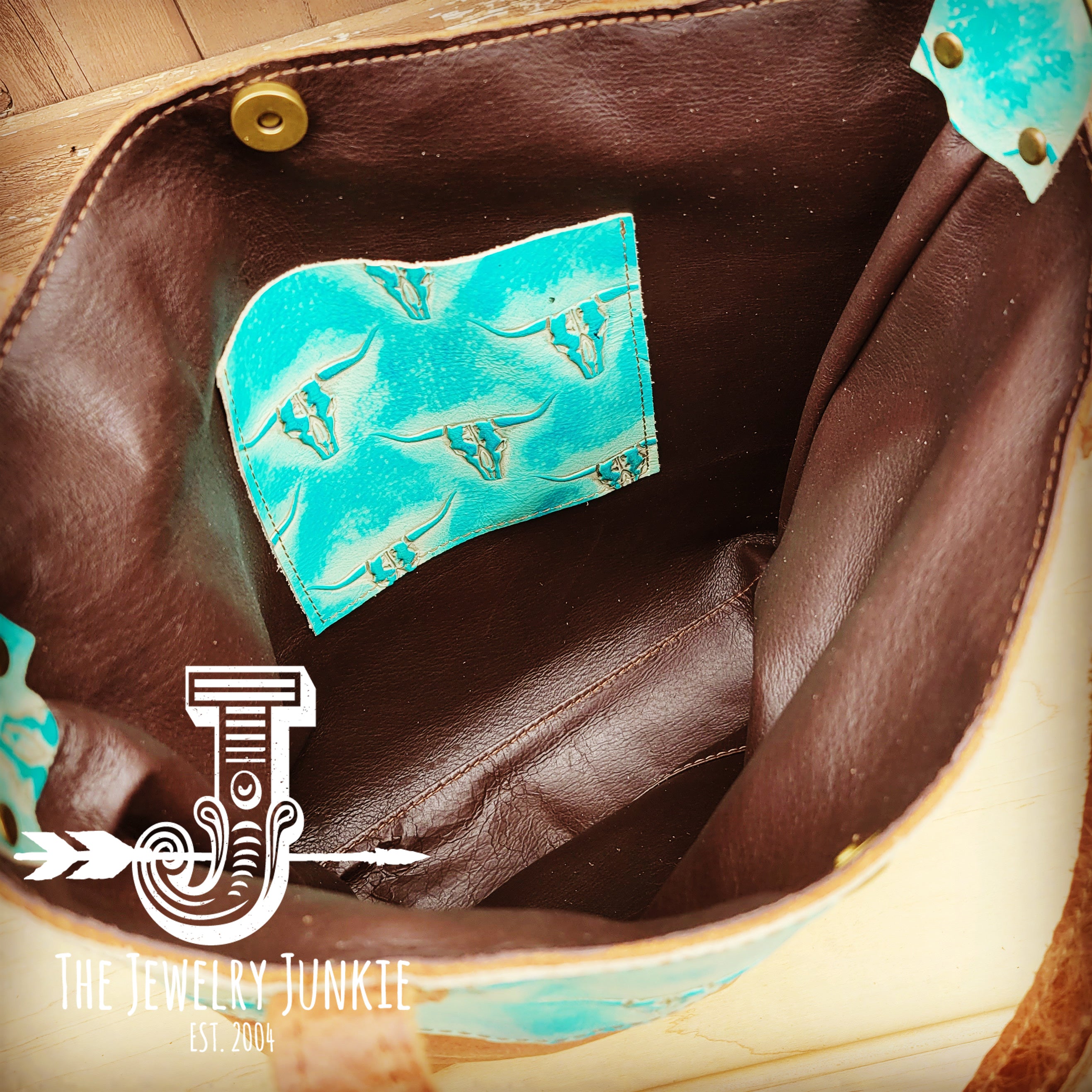 Jewelry Junkie Tejas Leather Bucket Handbag