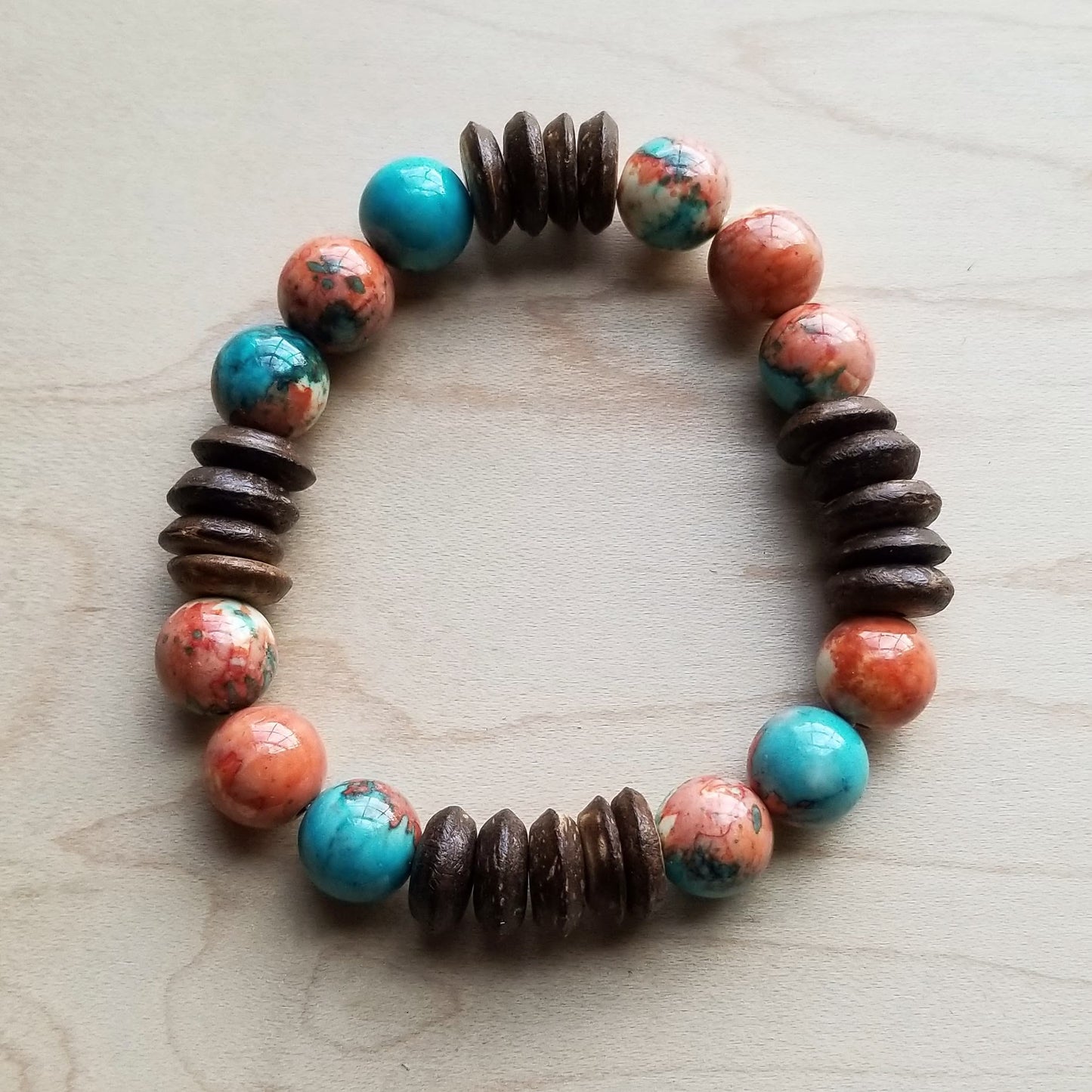 Colorfull Wooden Beads on Thread, Fashionable Beaded Bracelets