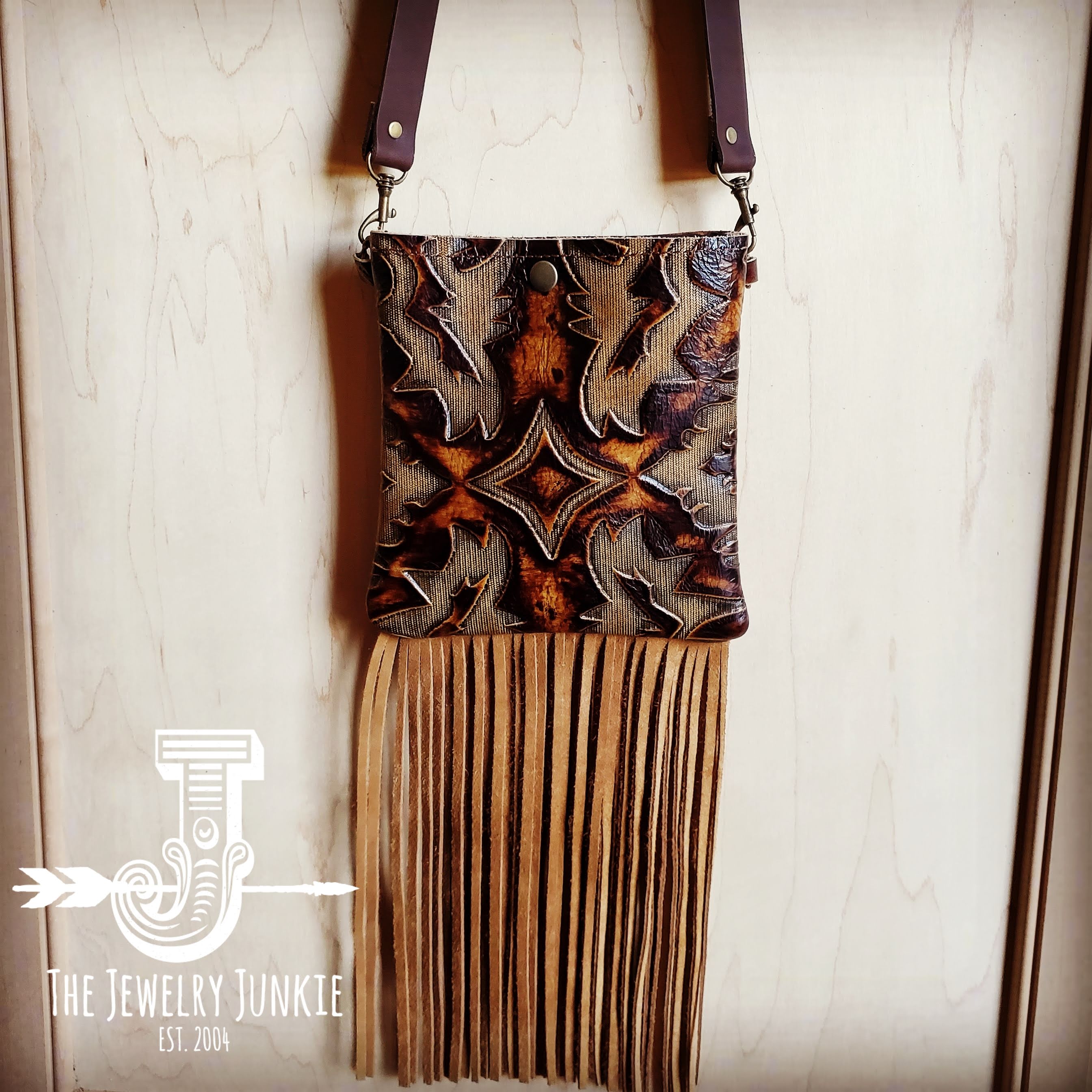 PHONE CROSSBODY Western Tooled Leather Cowhide Mini Crossbody 