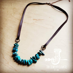 NATURAL TURQUOISE Leather Cord Necklace 250v – The Jewelry Junkie